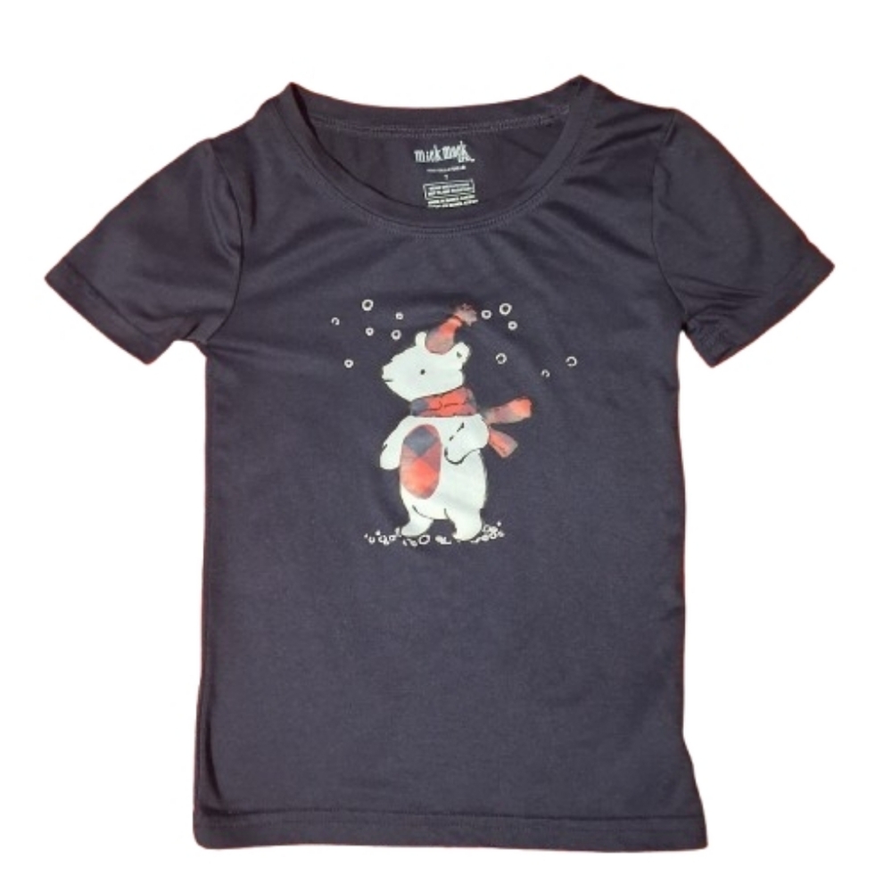 Navy Blue Graphic T-Shirt with Bear Design.